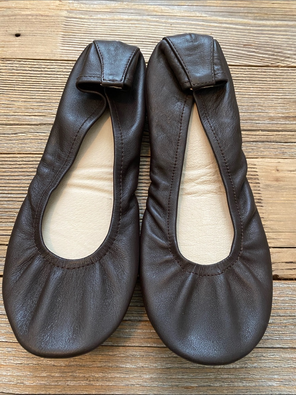 The Stonehouse Leather Foldable Flats. Chocolate Brown. 8.